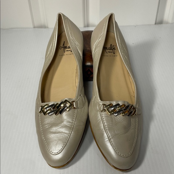 AMALFI by Rangoni OSTE Sand Cream Nappa Loafers Sz 9.5 Leather Italy Embellished - Picture 4 of 12